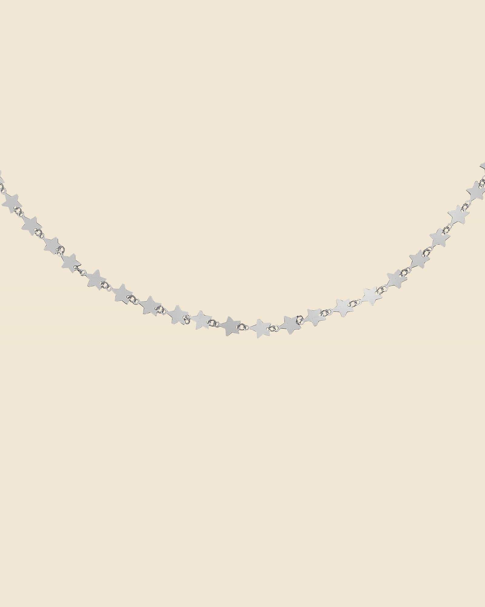 Sterling Silver Flat Star Link Necklace