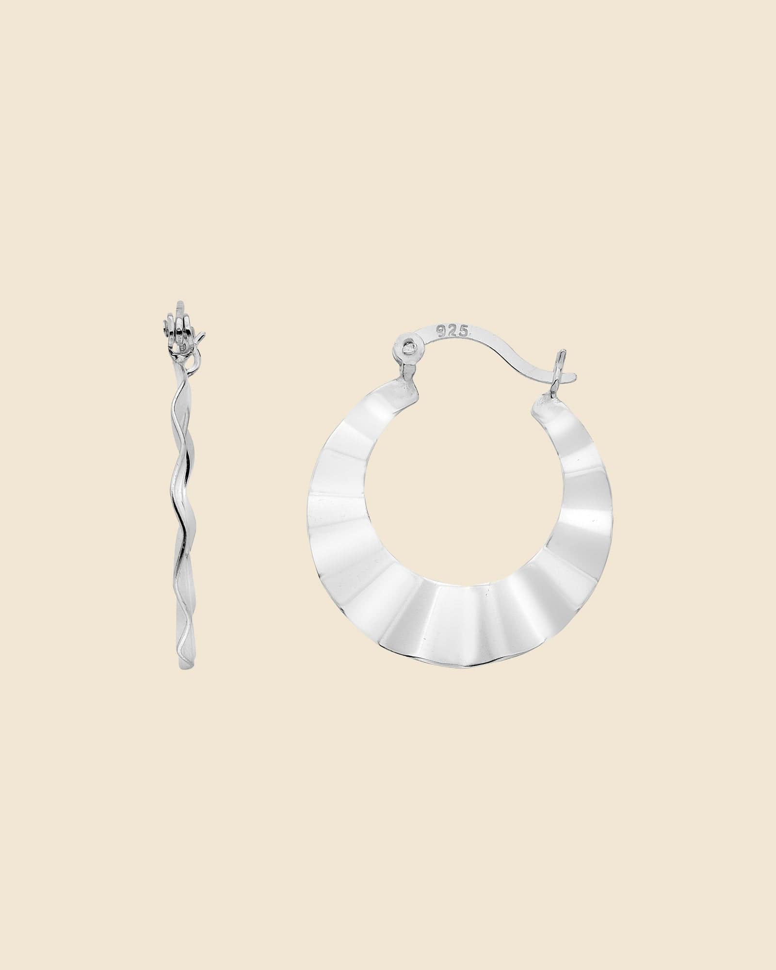 Sterling Silver Crinkle Creole Hoops