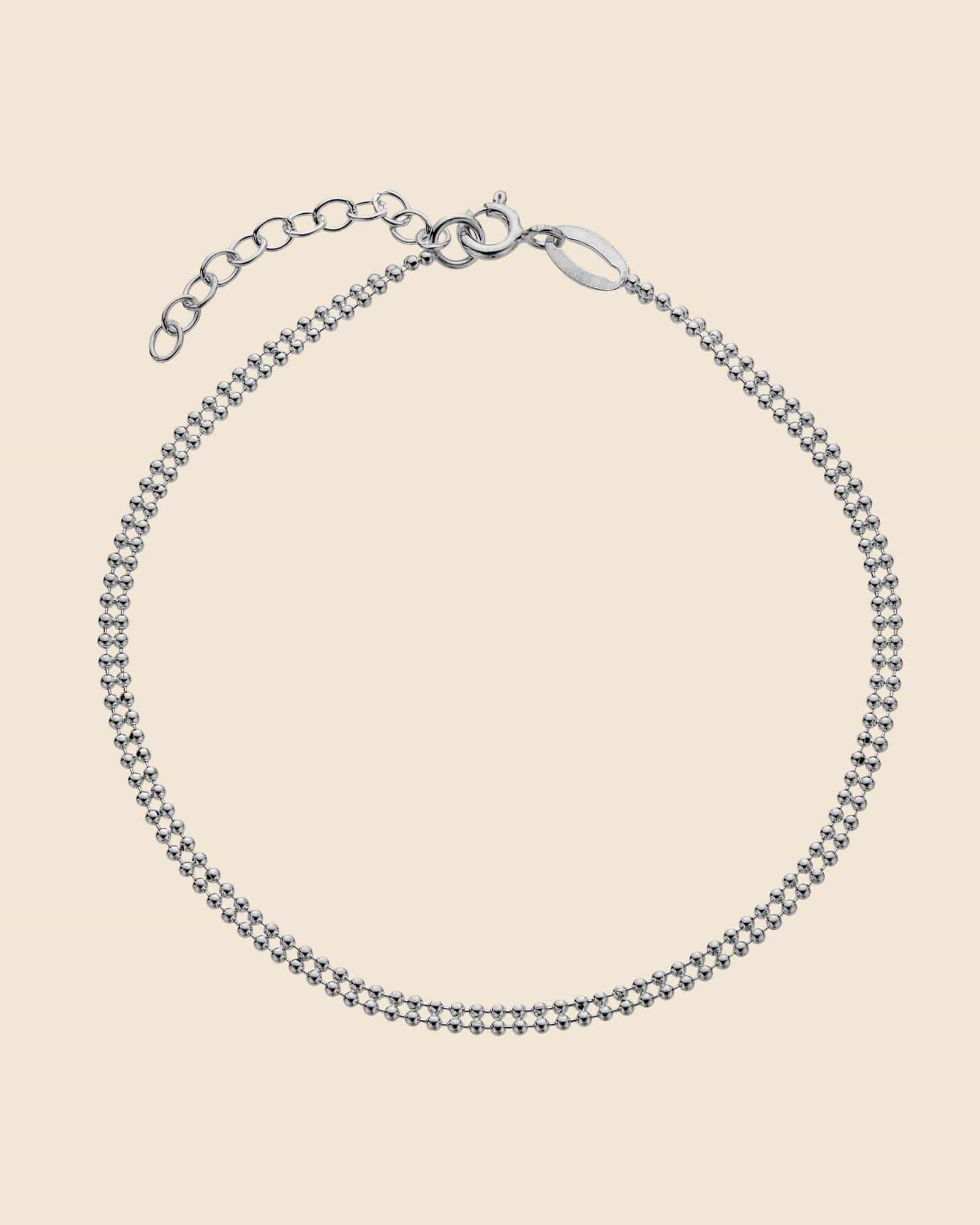 Sterling Silver Fine Double Ball Chain Bracelet