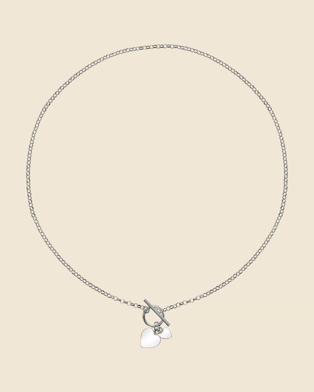 Fine Sterling Silver T-Bar Heart Necklace