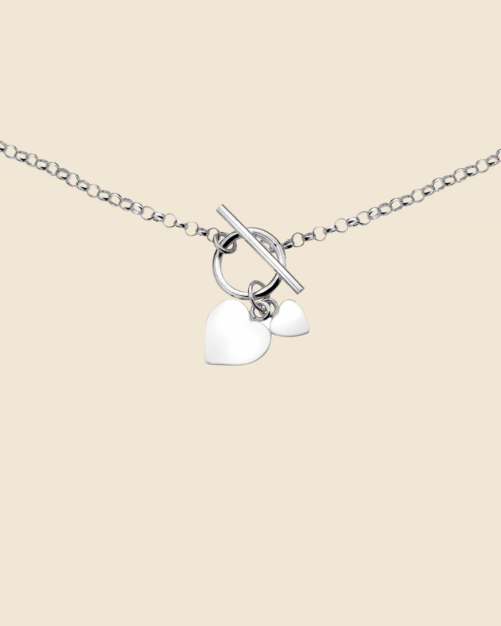 Fine Sterling Silver T-Bar Heart Necklace