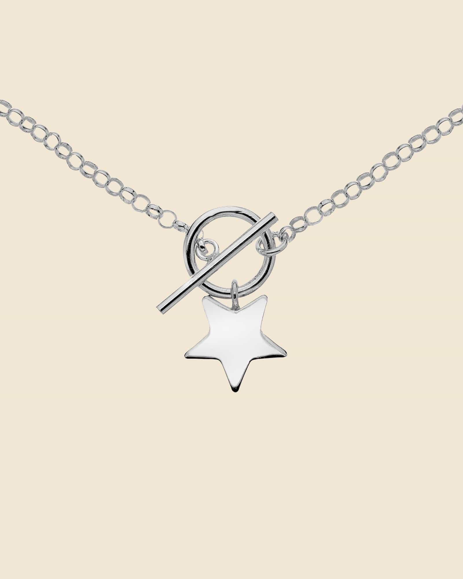 Sterling Silver T-Bar Star Necklace