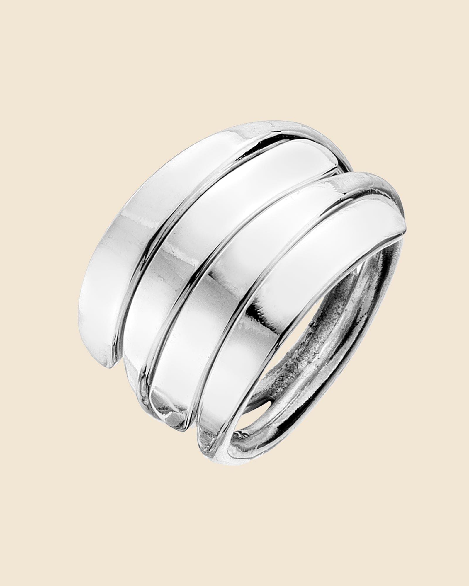 Sterling Silver Double Plain Overlap Ring