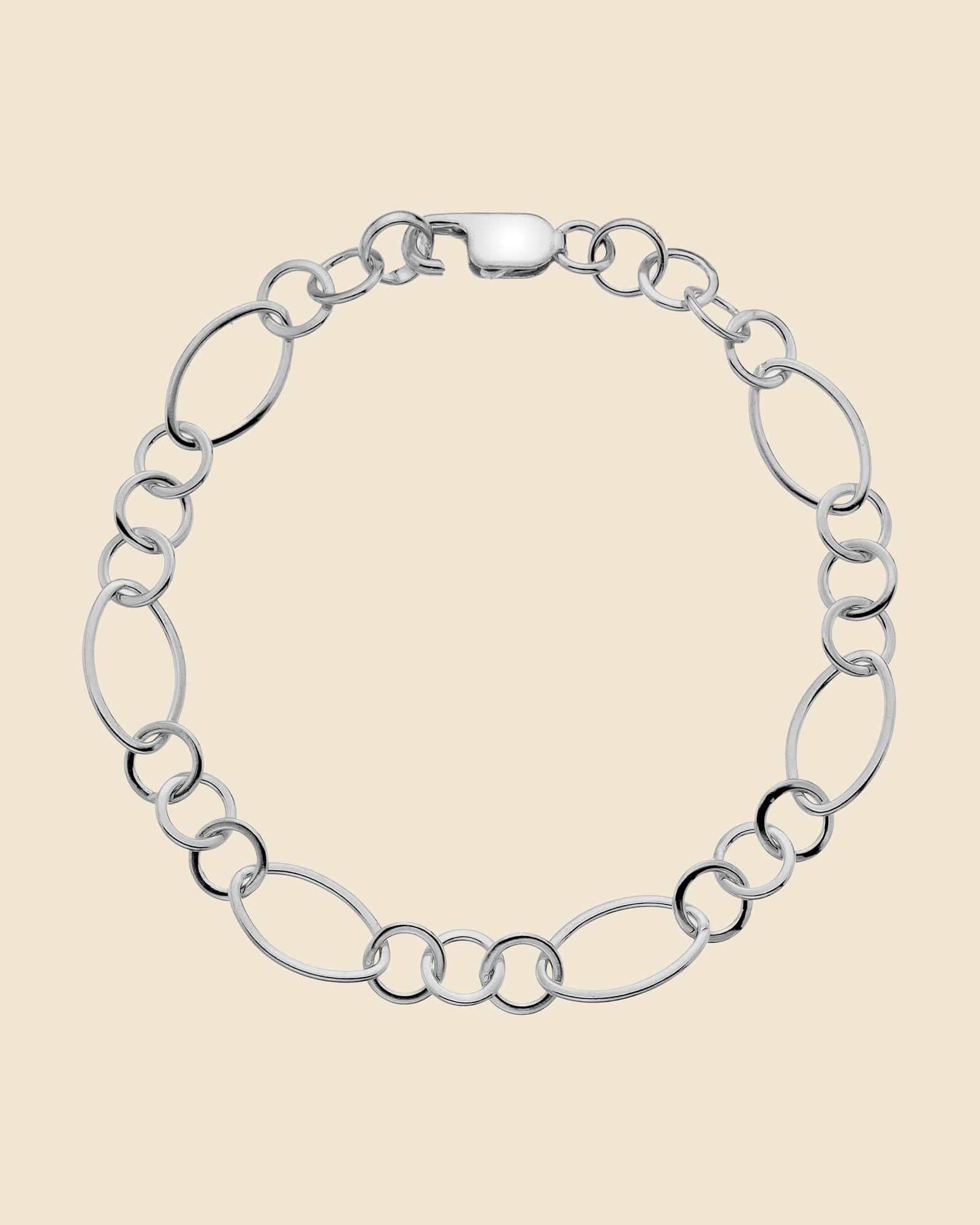 Sterling Silver Oval and Circle Link Bracelet