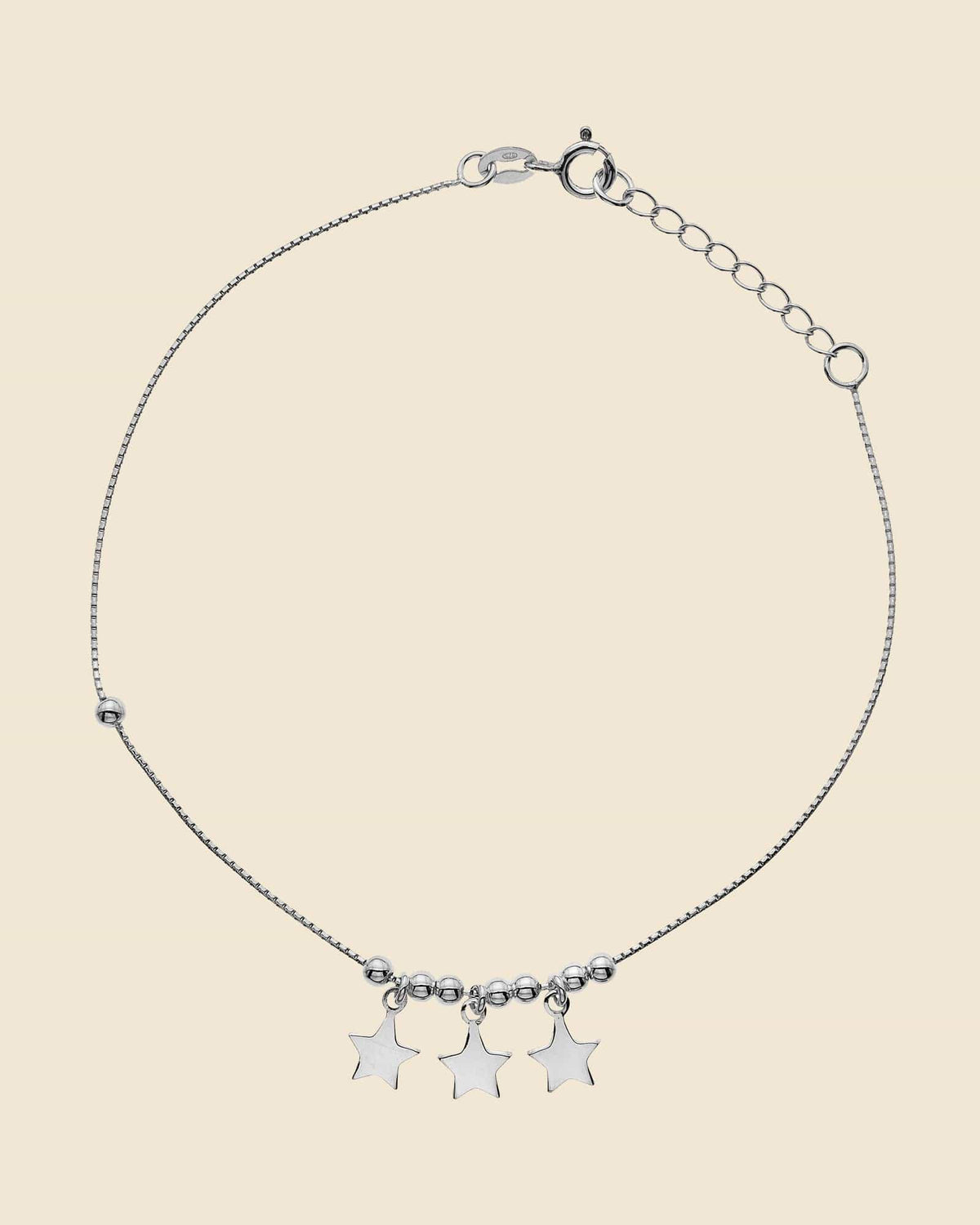 Sterling Silver Anklet with Star Decoration
