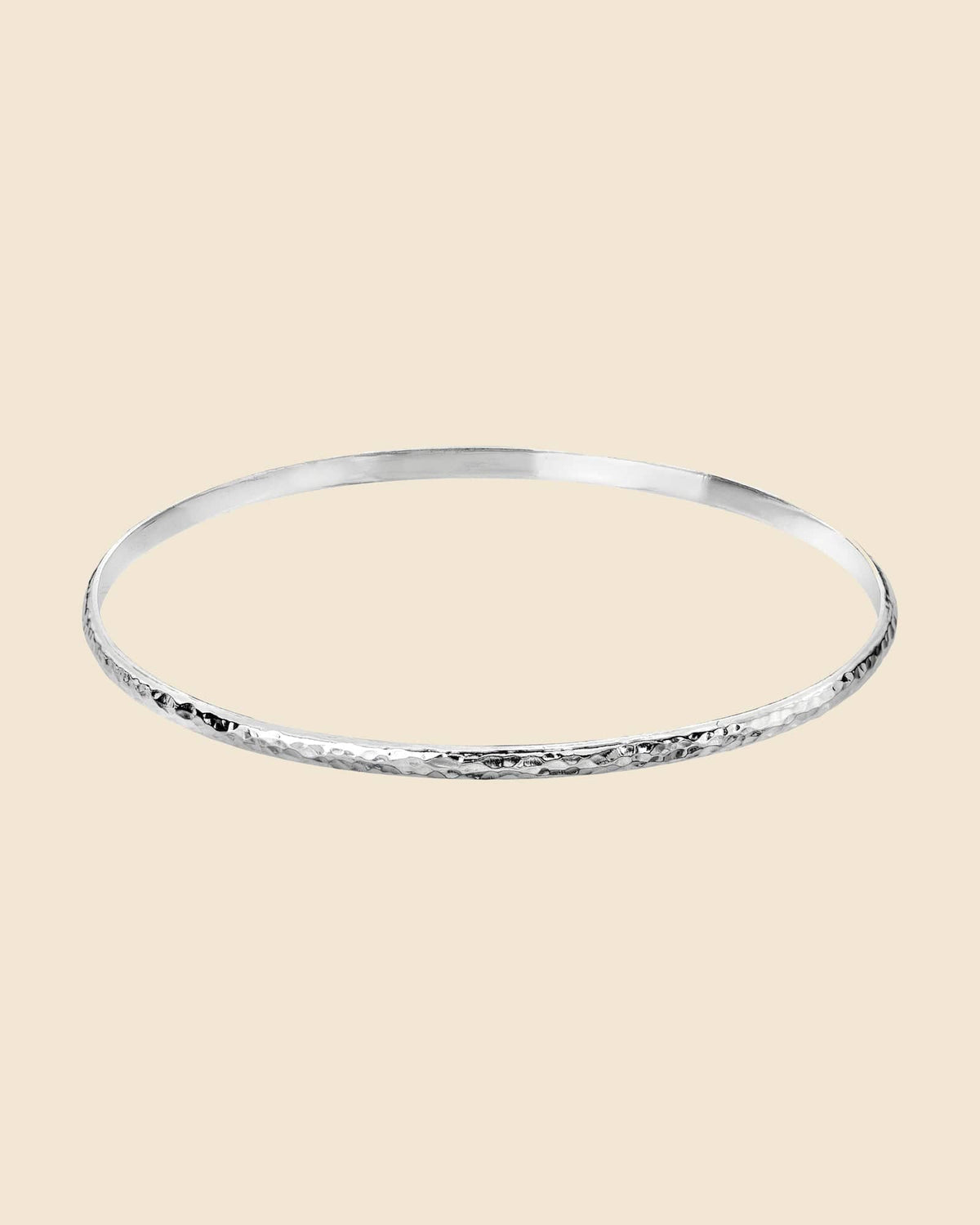 Sterling Silver Narrow Hammered Court Bangle