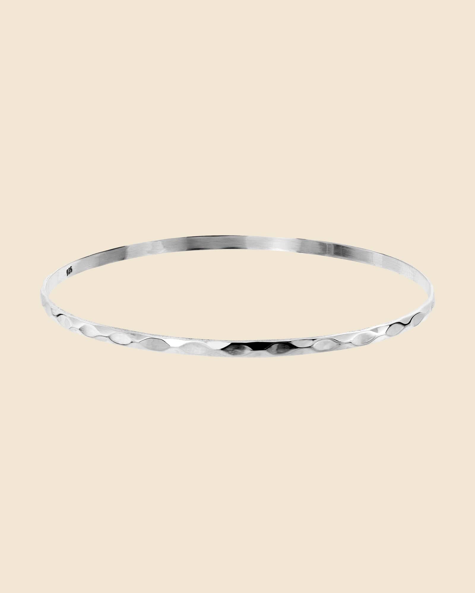 Sterling Silver Medium Hammered Court Bangle