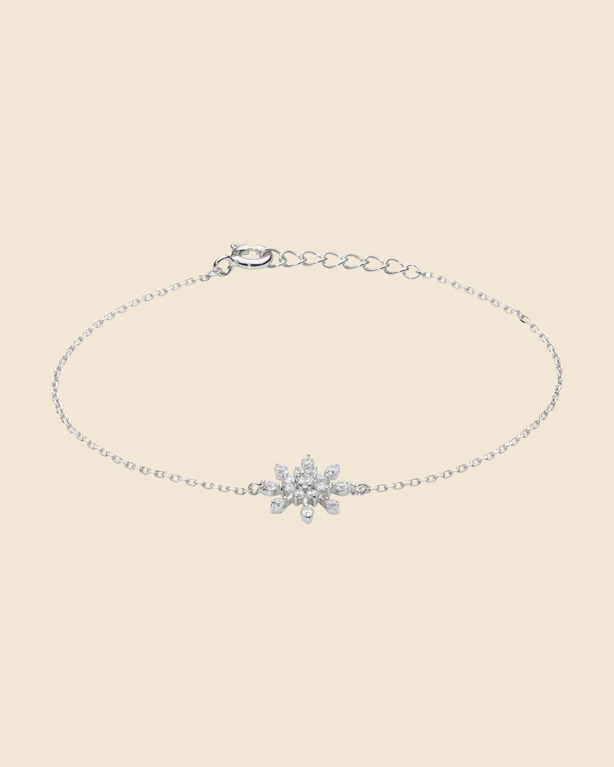 Sterling Silver Cubic Zirconia Snowflake Bracelet