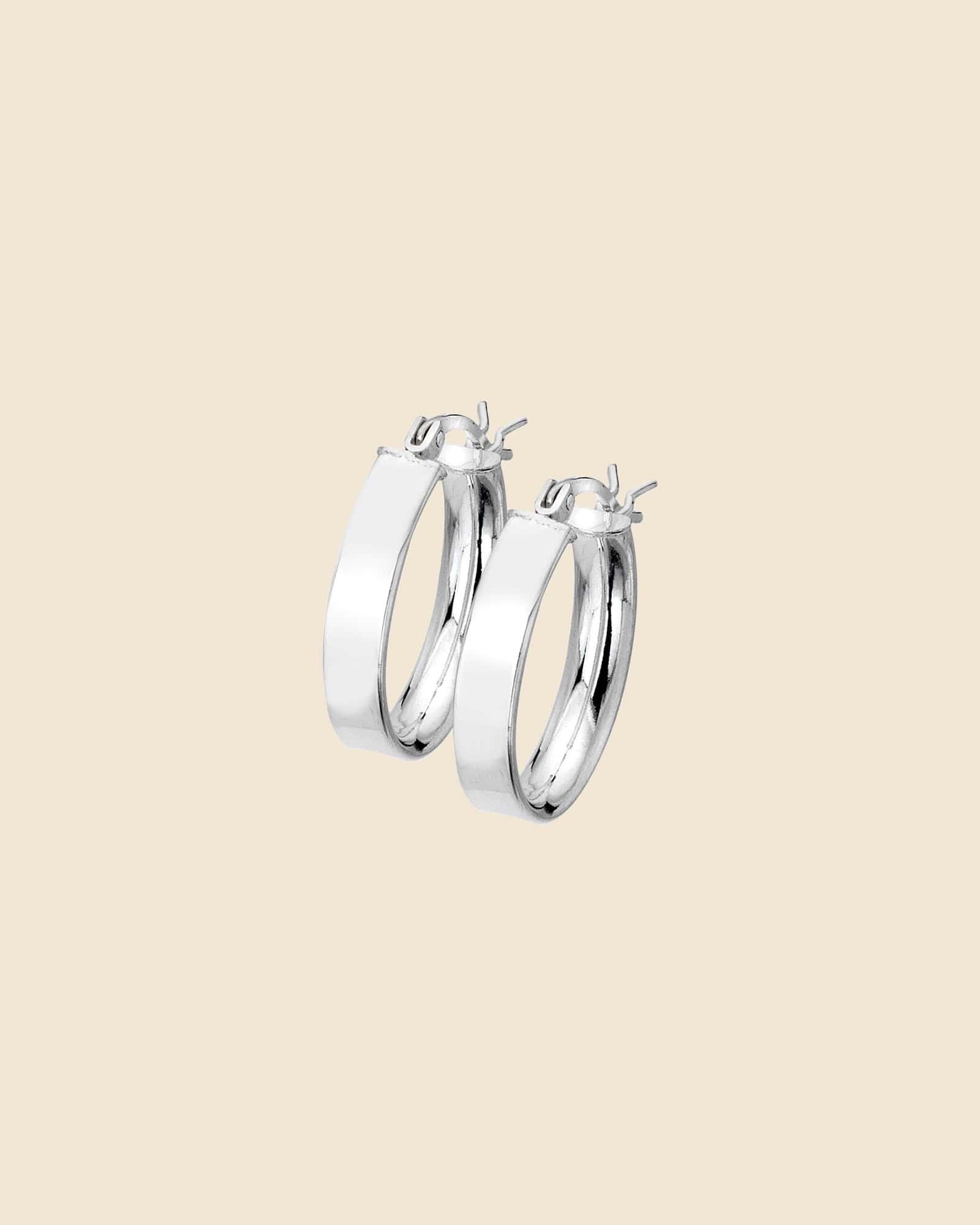 Sterling Silver Flat Oval Hoops