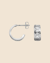 Sterling Silver Diamond-Cut Stud Hoop