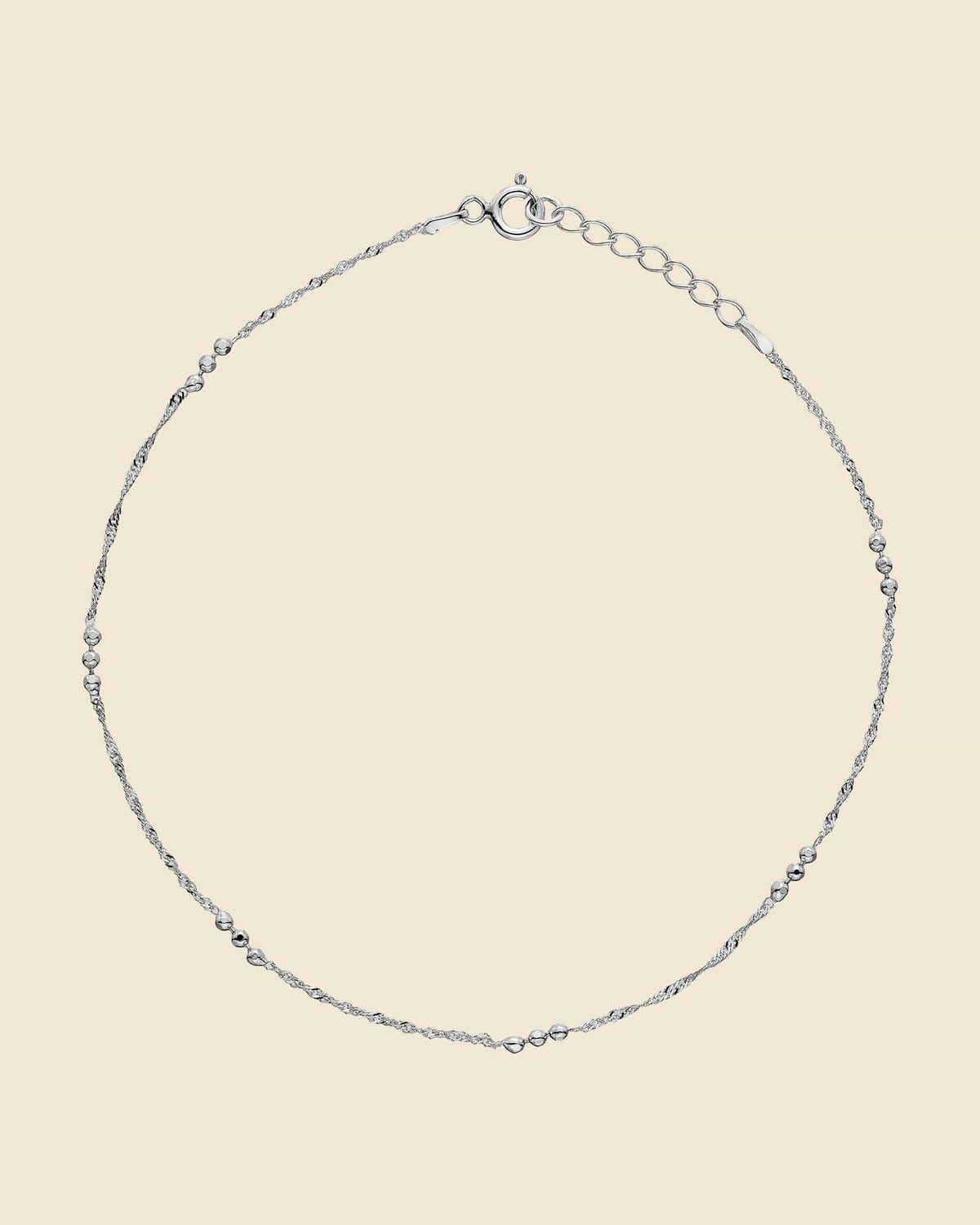 Sterling Silver Light Ball and Twisted Chain Anklet
