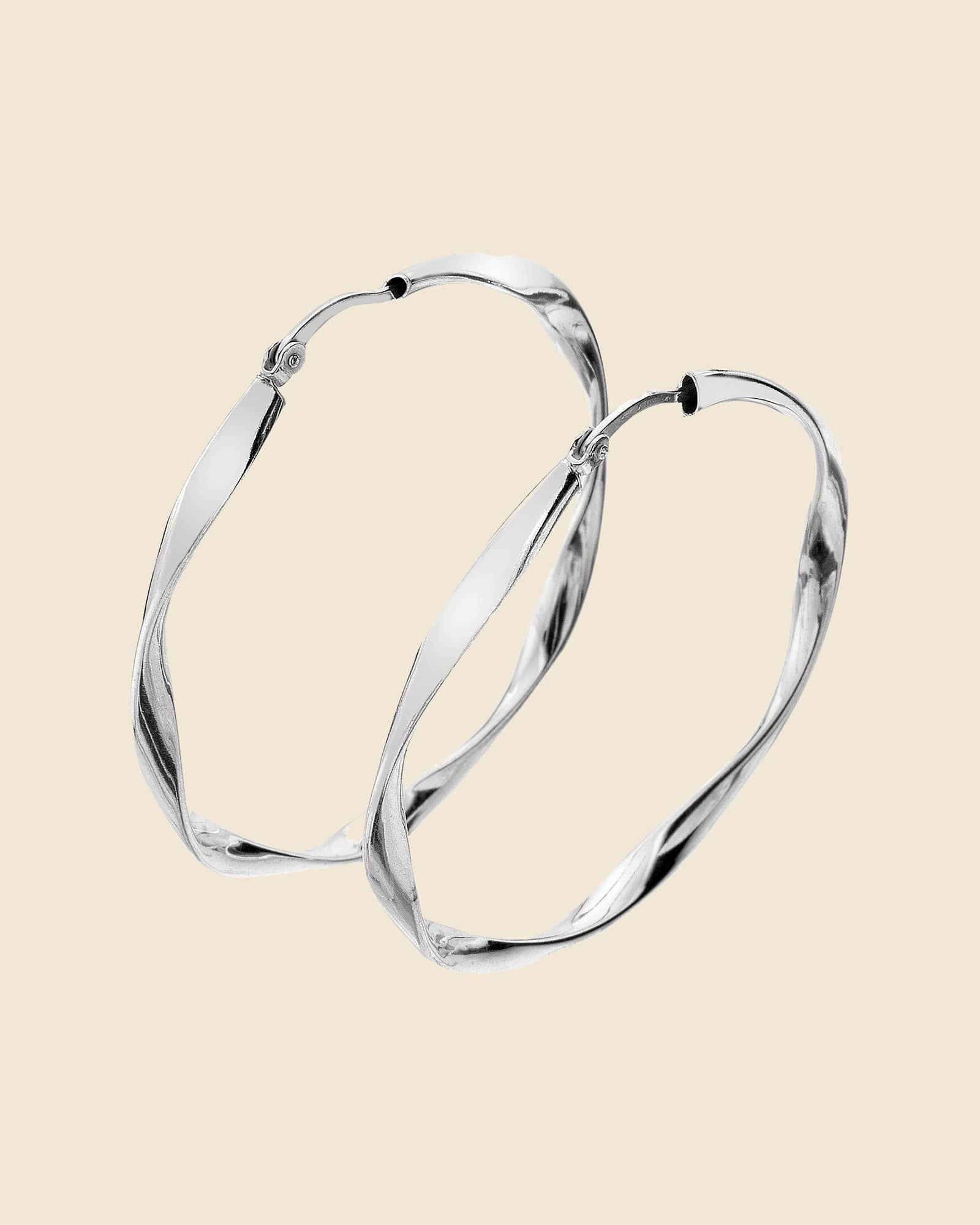 Sterling Silver 45mm Twist Hoops