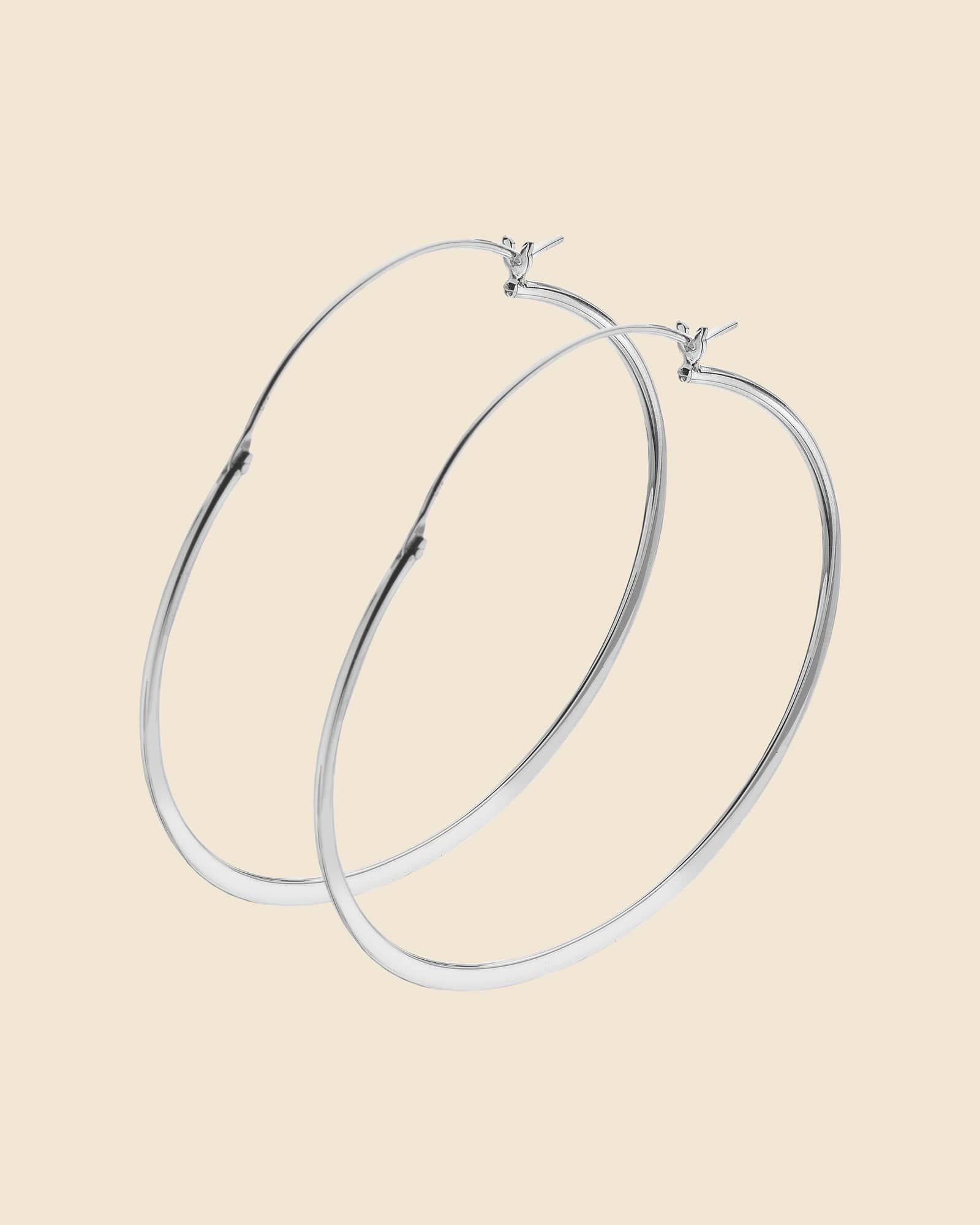 Sterling Silver 50mm Flat Hoops