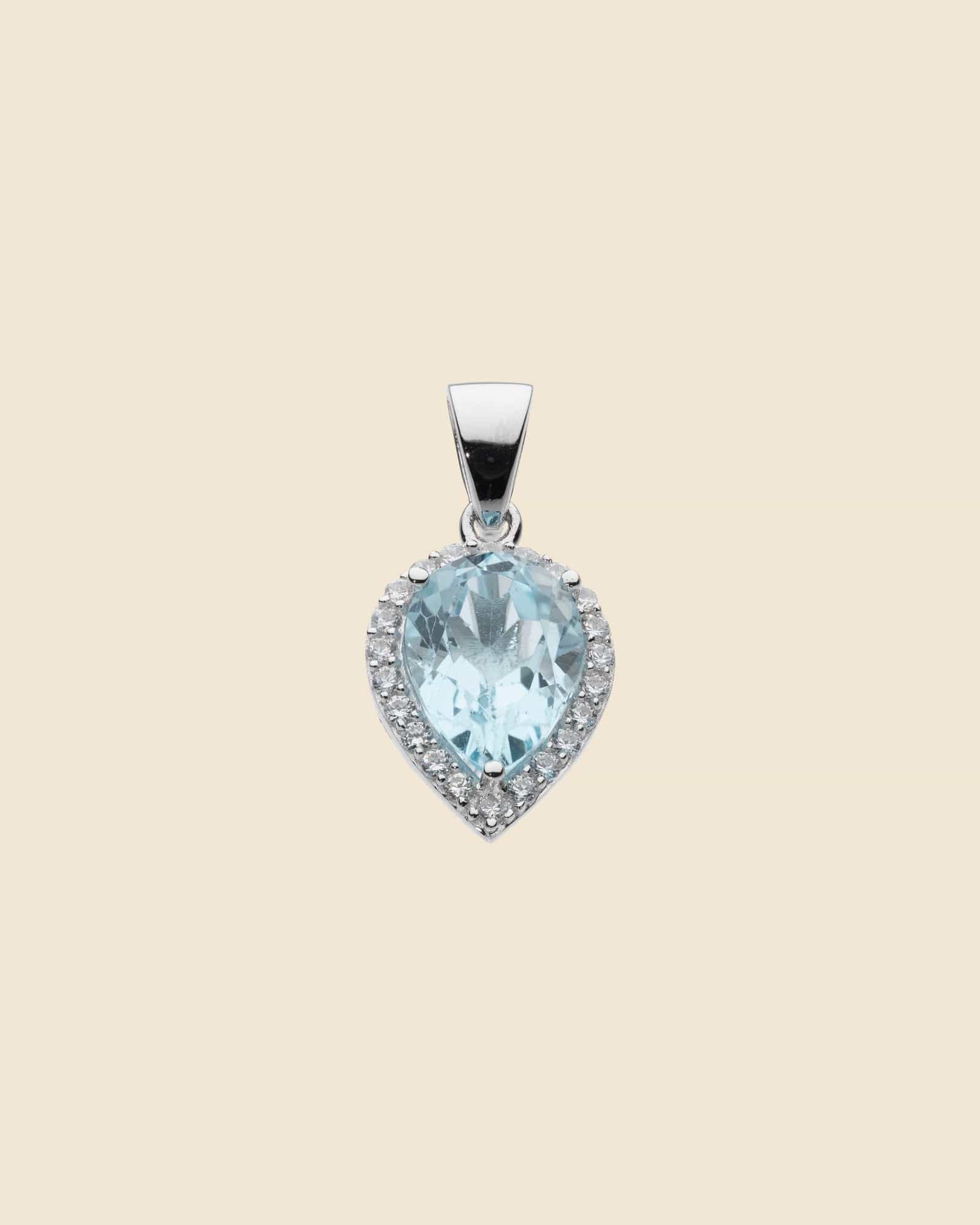 Sterling Silver and Blue Topaz Teardrop Pendant