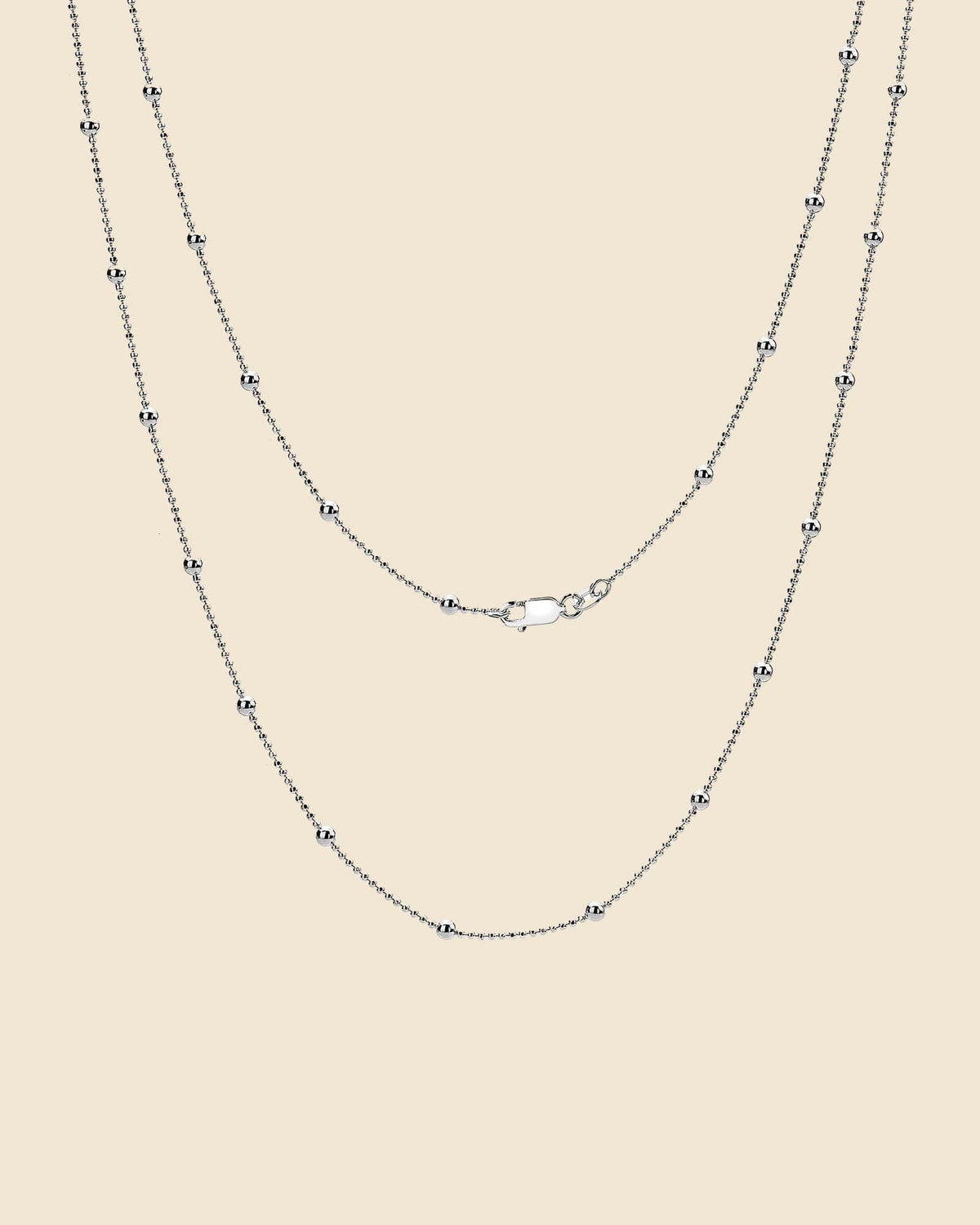 80cm Sterling Silver Bobble Station Chain