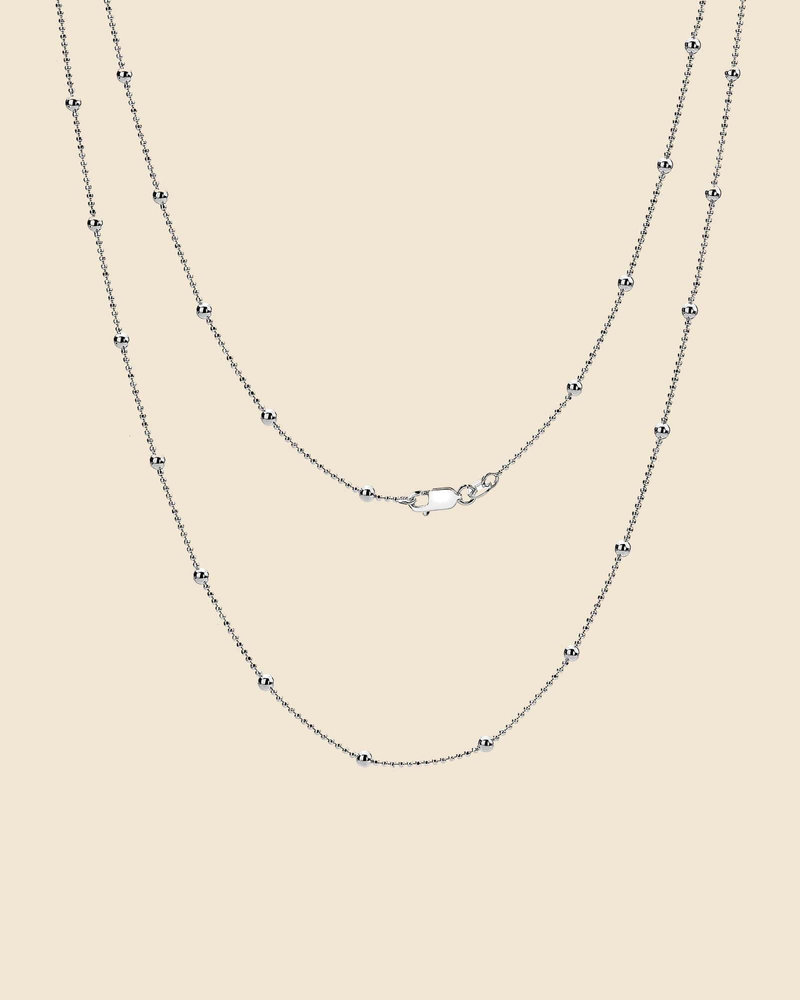 80cm Sterling Silver Bobble Station Chain