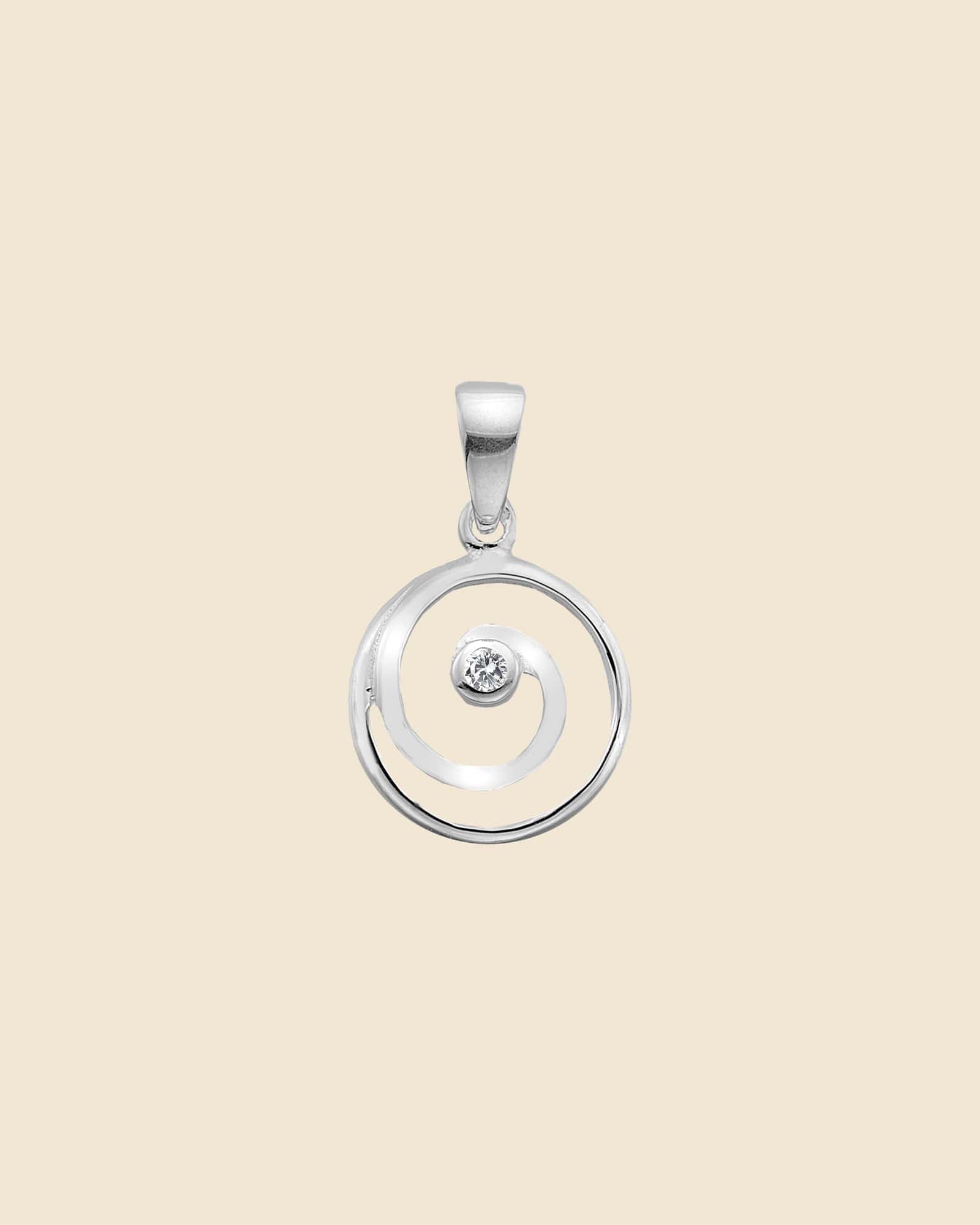 Sterling Silver and Cubic Zirconia Spiral Pendant