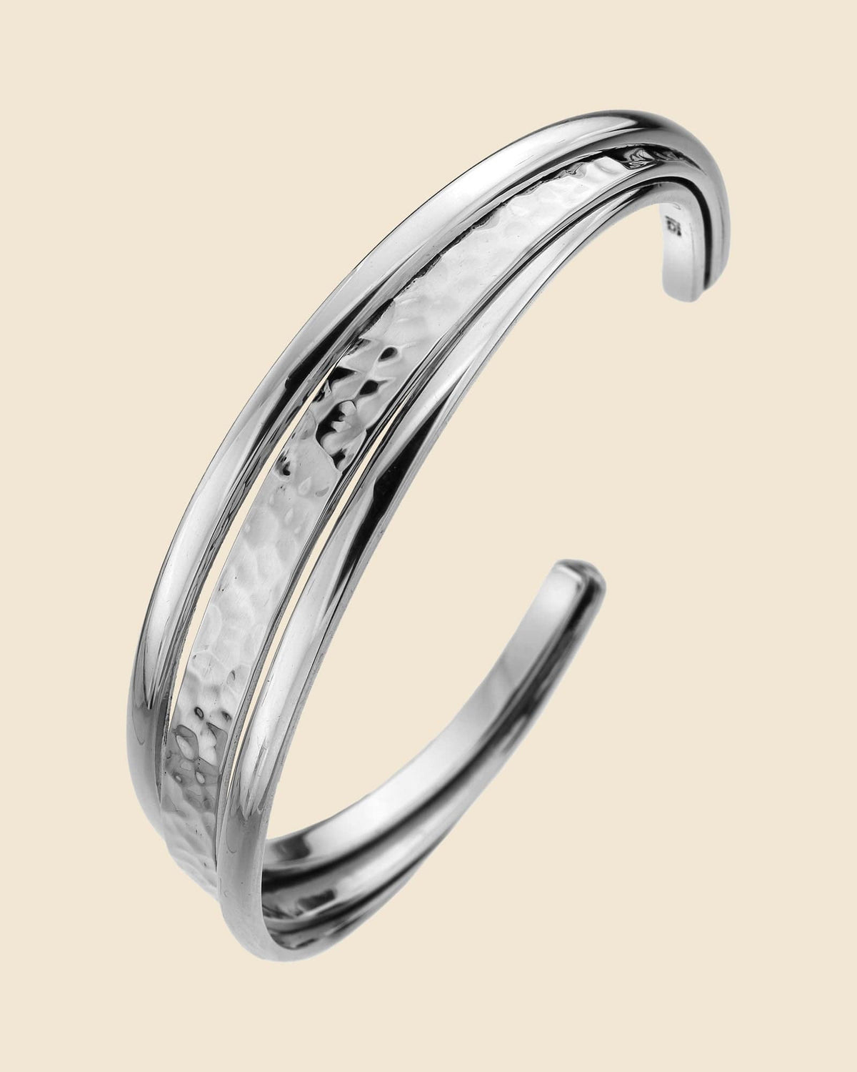 Sterling Silver Hammered 3 Band Cuff
