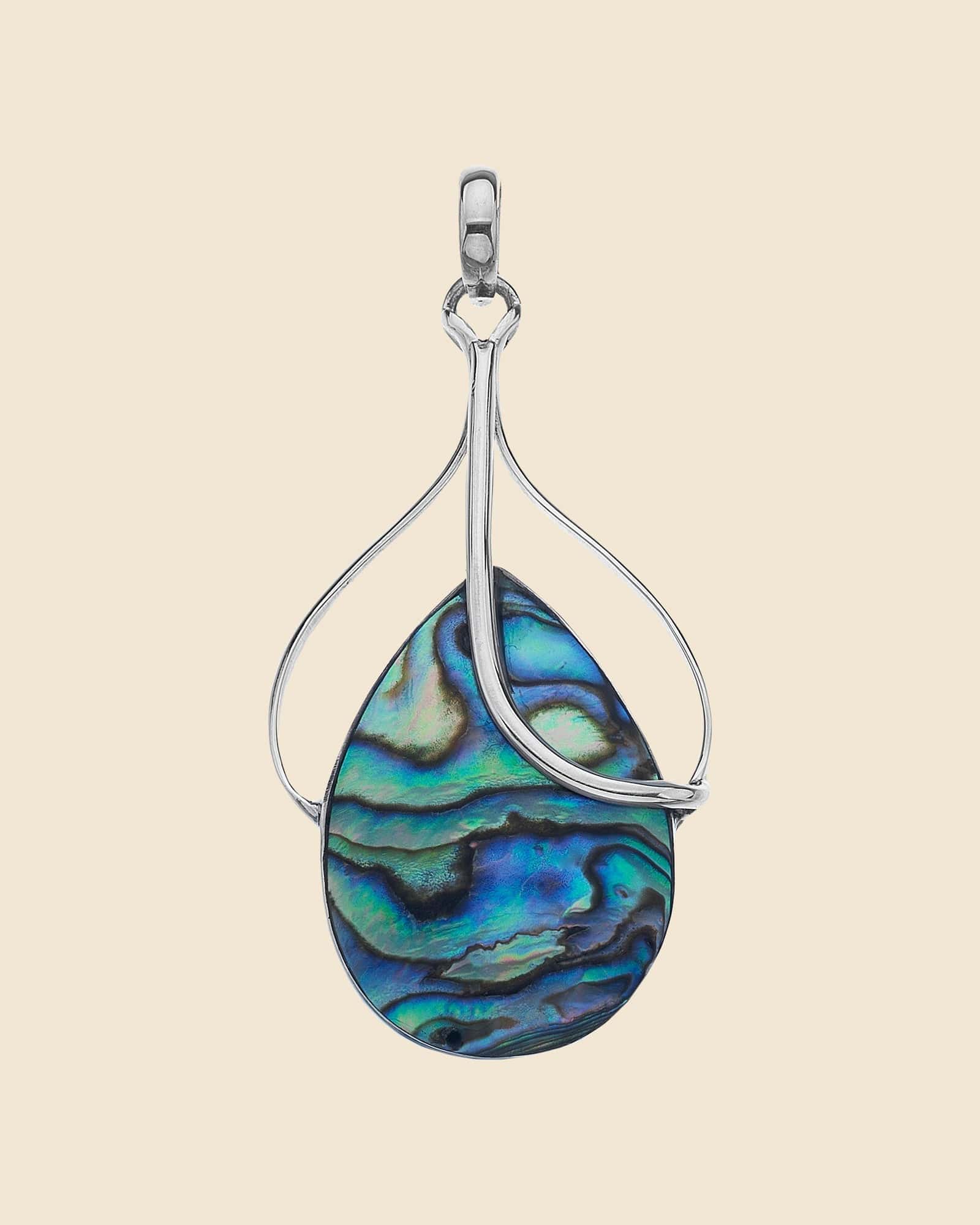 Sterling Silver and Shell Double Sided Ribbon Pendant