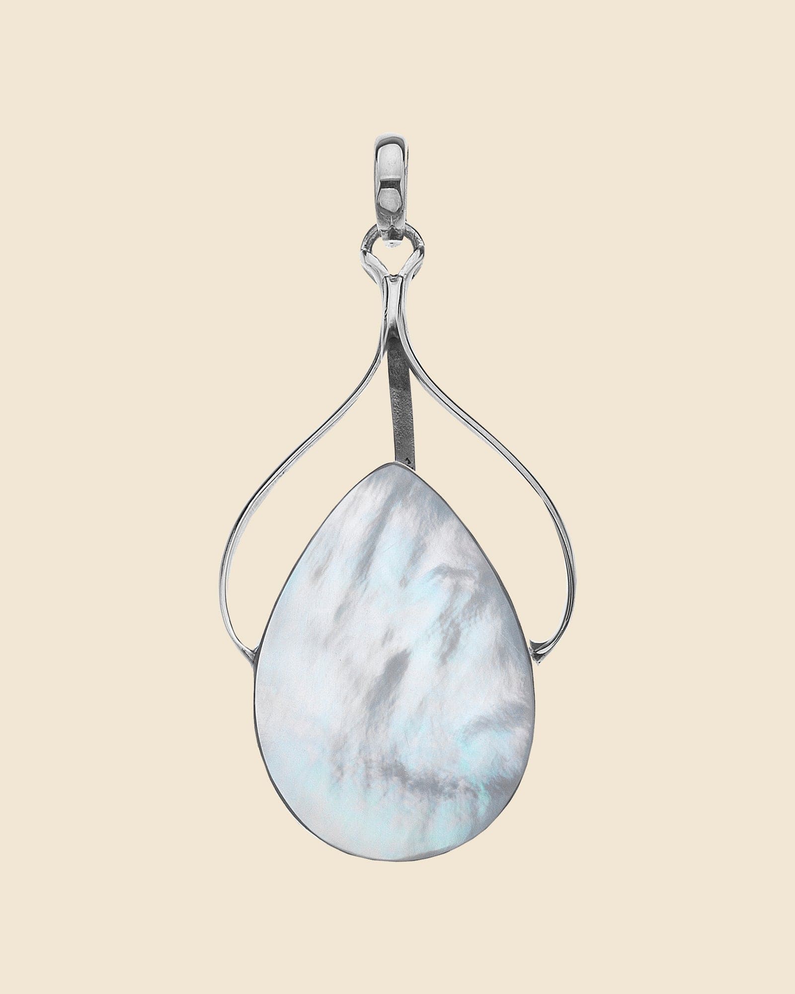 Sterling Silver and Shell Double Sided Ribbon Pendant