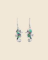 Sterling Silver and Paua Shell Seahorse Earrings