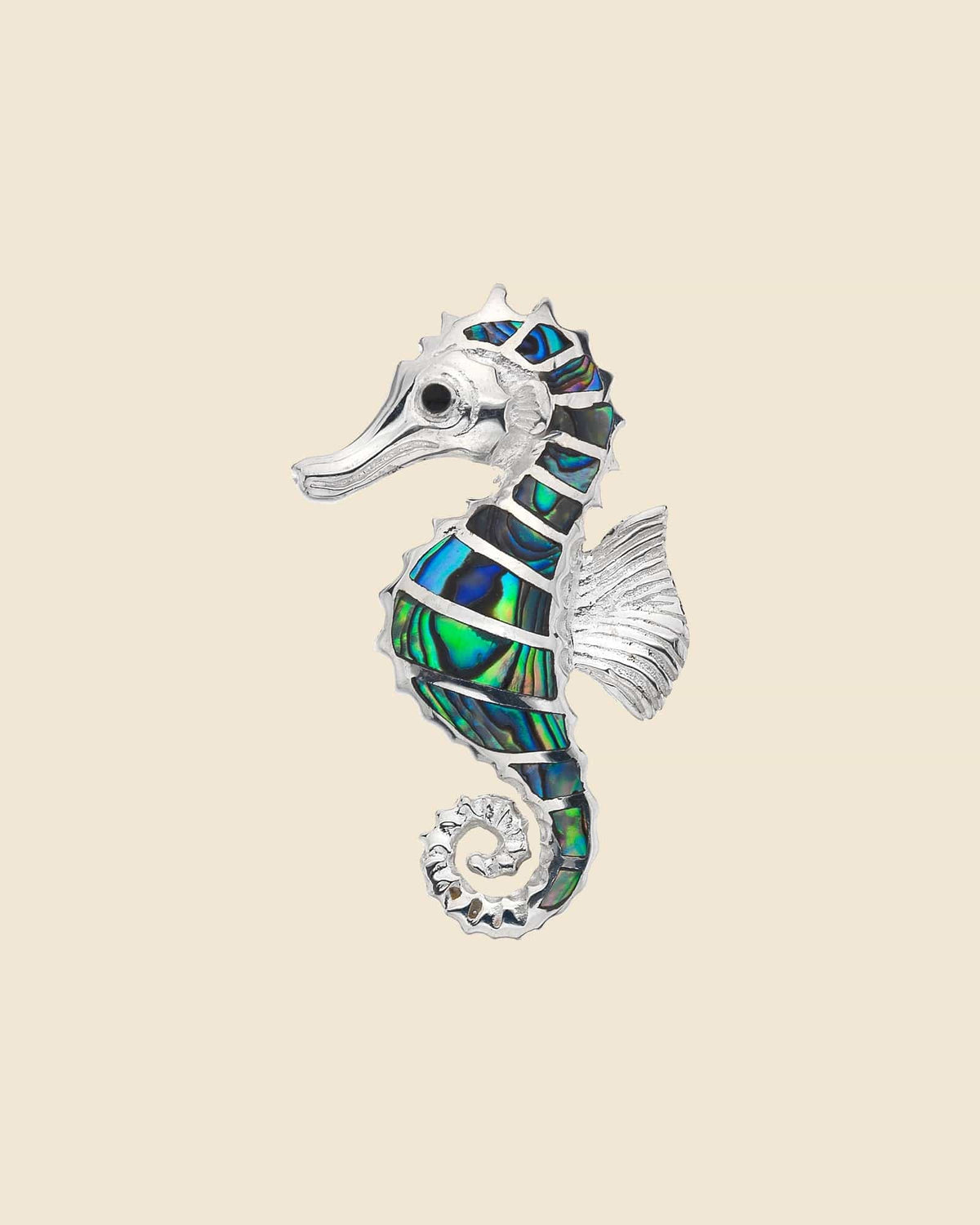 Sterling Silver and Paua Shell Seahorse Pendant