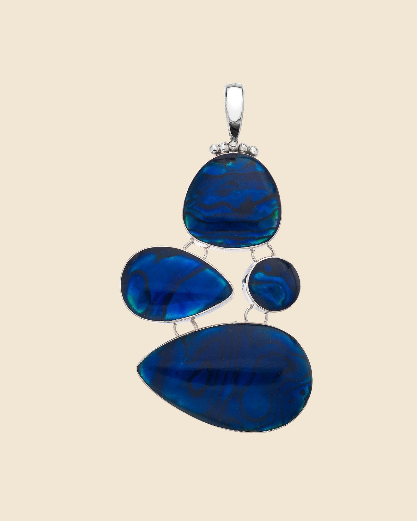 Sterling Silver and Paua Shell Pebble Pendant
