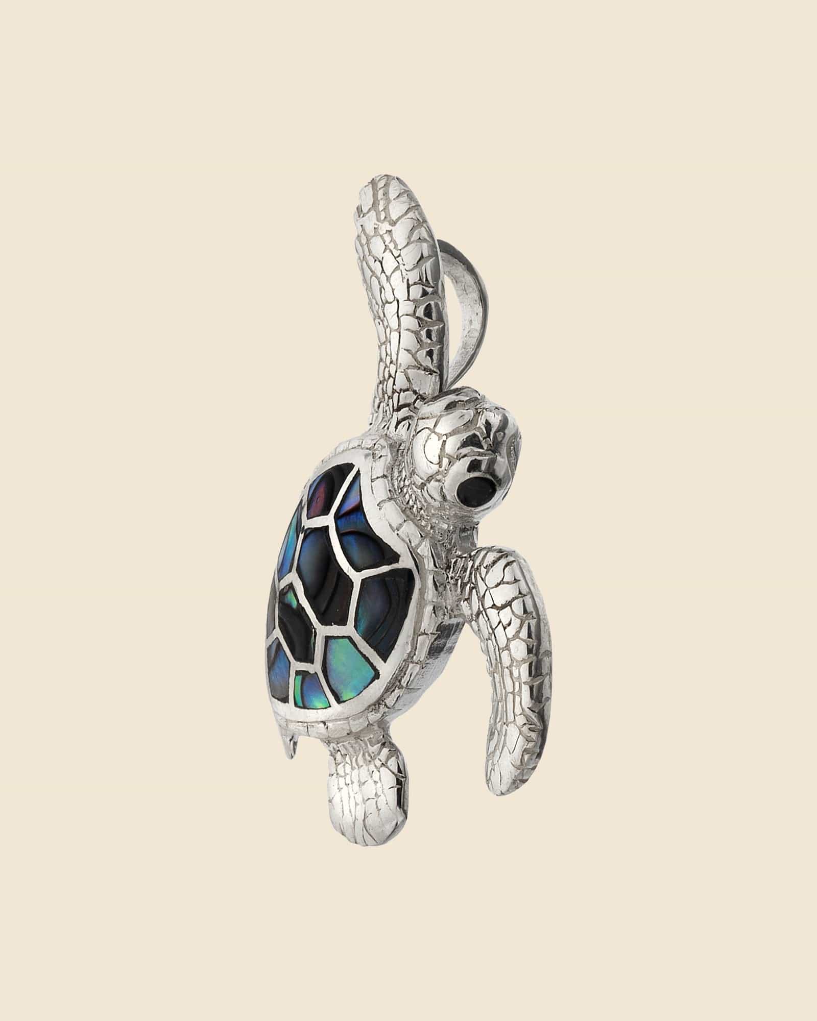 Sterling Silver Paua Shell Turtle Pendant