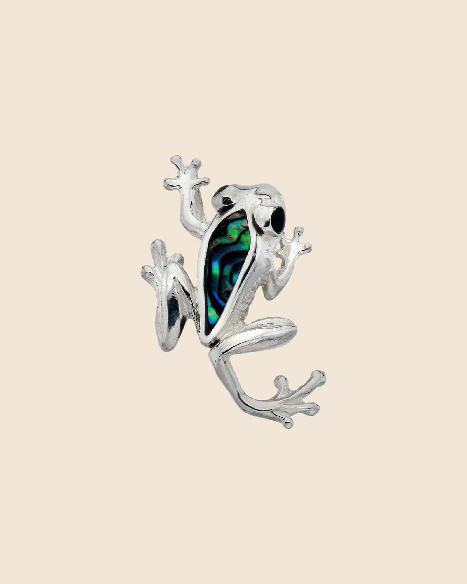 Sterling Silver Paua Shell Frog Pendant
