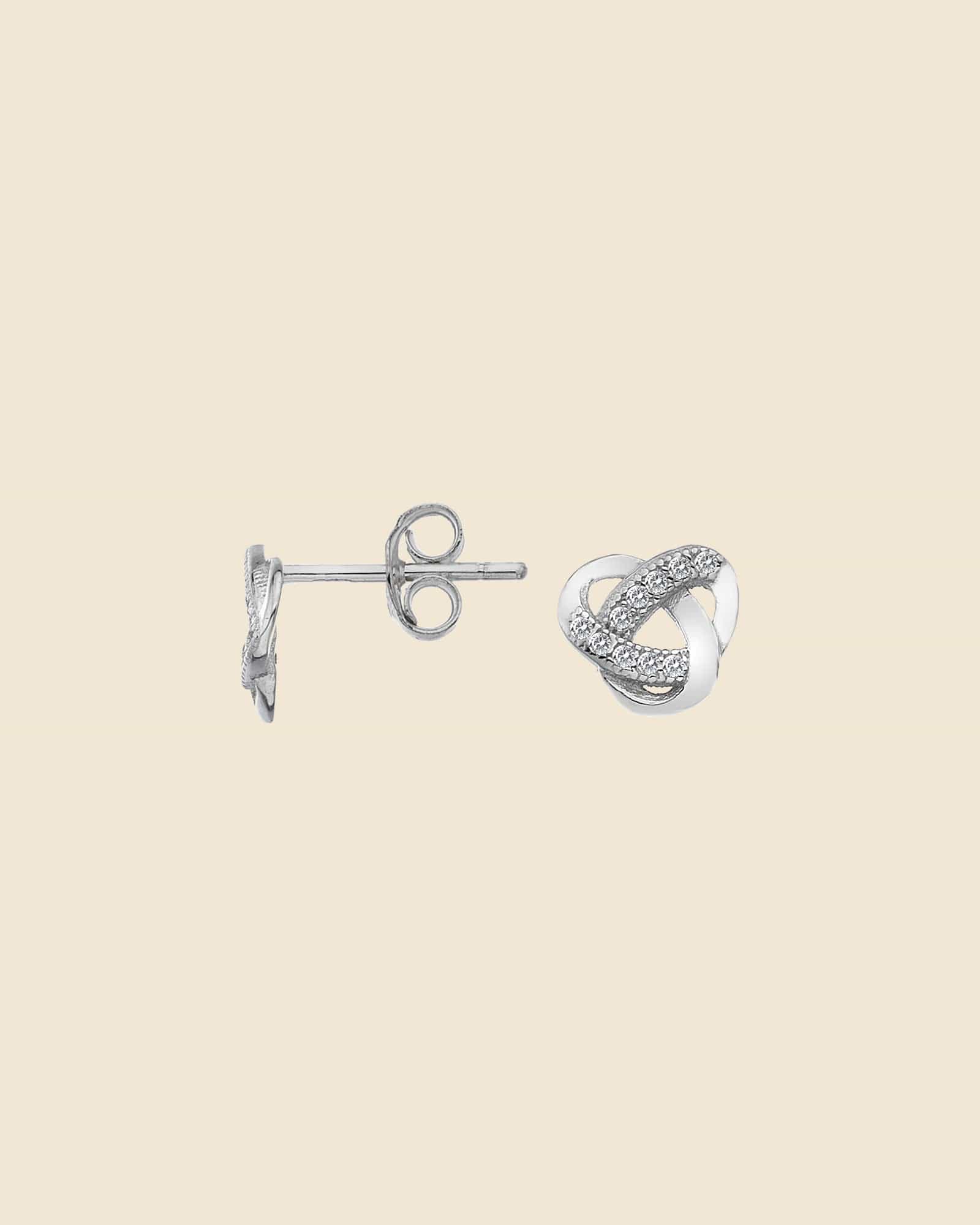 Sterling Silver and Cubic Zirconia Celtic Knot Studs