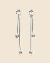 Sterling Silver Double Long Ball Earrings