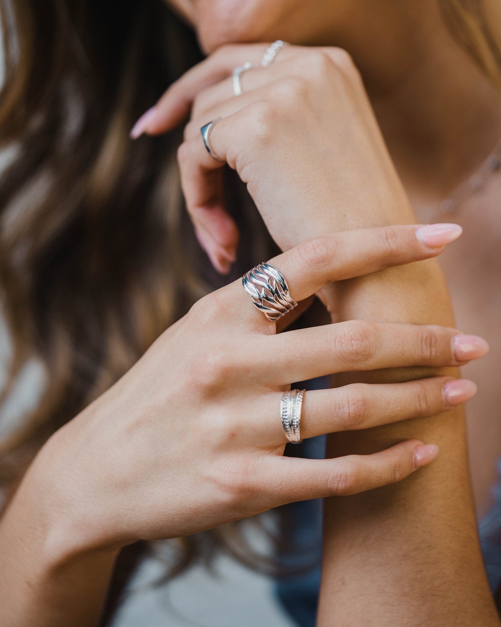Sterling Silver Interlocked Wave Ring