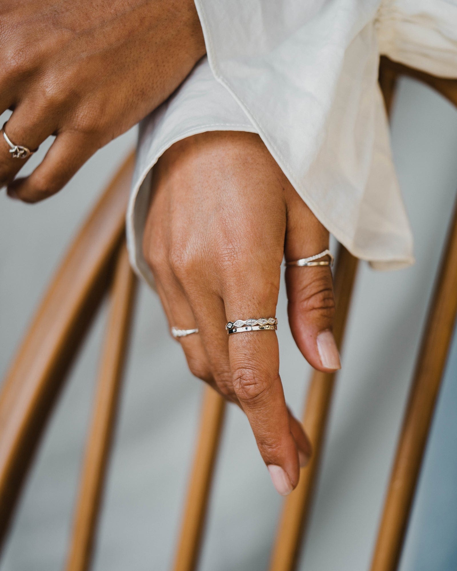 Sterling Silver Narrow Hammered Band