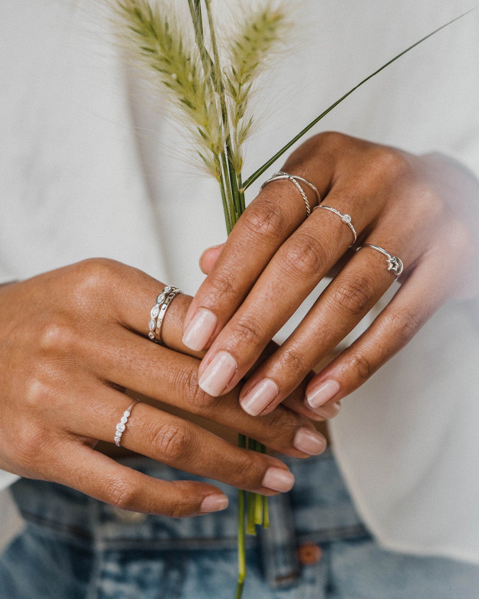 Sterling Silver Narrow Hammered Band