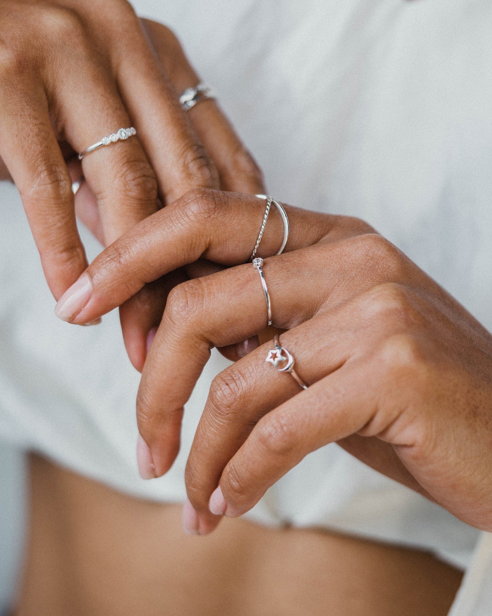 Sterling Silver Textured Cross Over Ring
