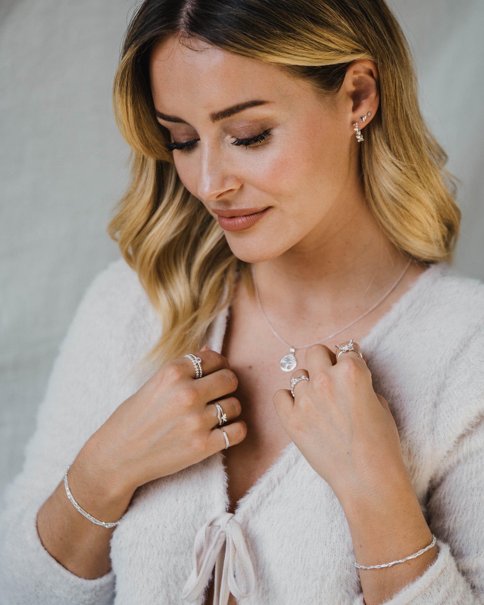 Sterling Silver Round Gemstone Bobble Ring