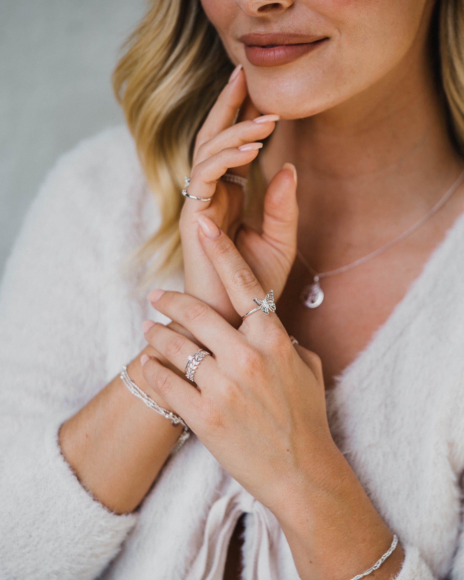 Sterling Silver Tiny Pink Solitaire Ring