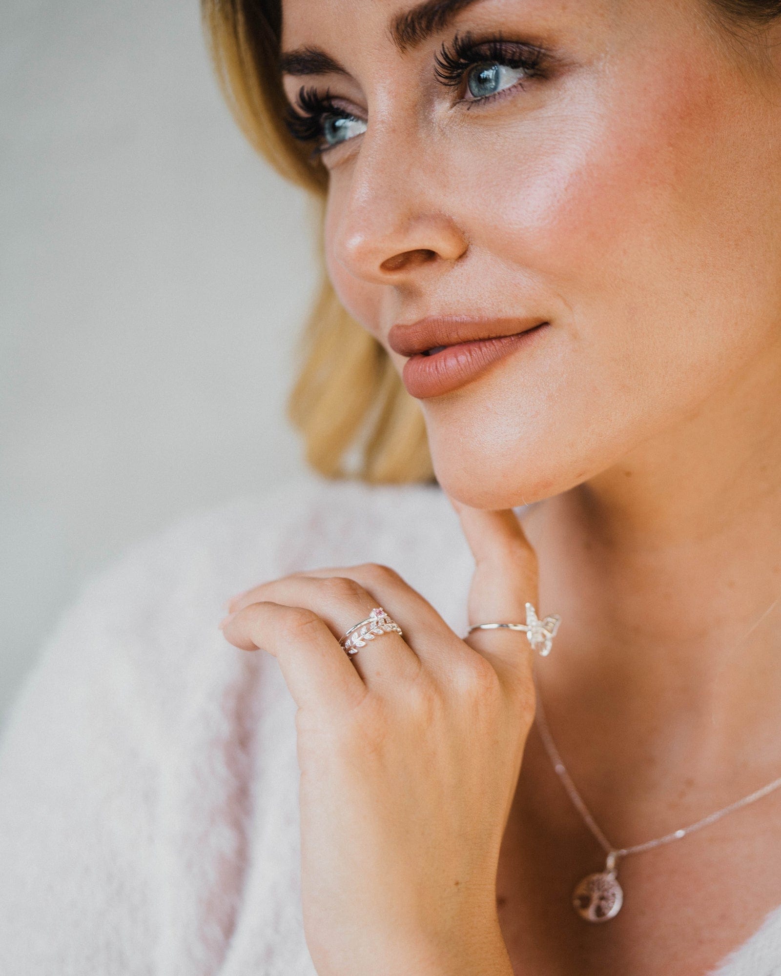 Sterling Silver and Cubic Zirconia Leaf Garland Ring