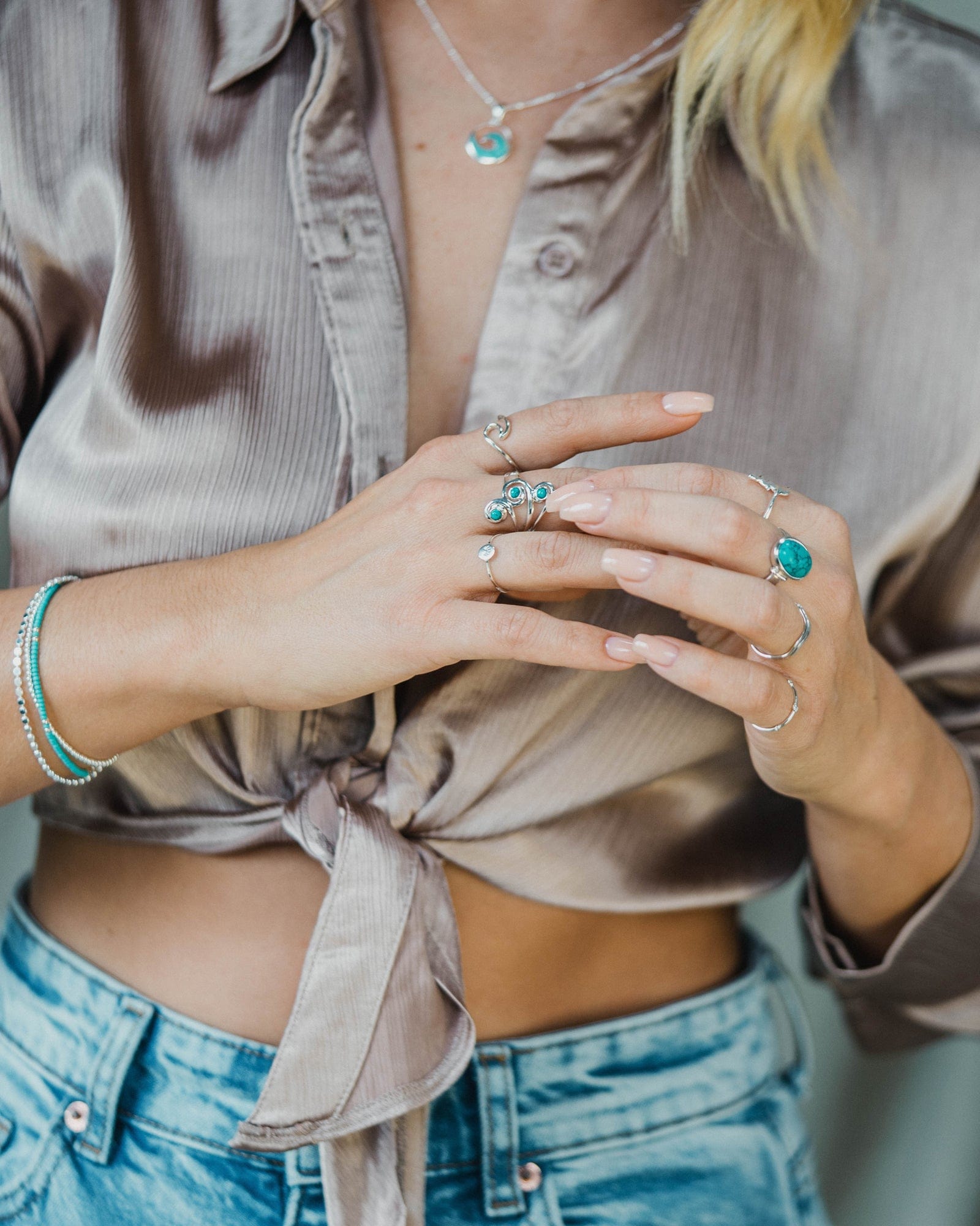 Sterling Silver Turquoise Triple Swirl Ring