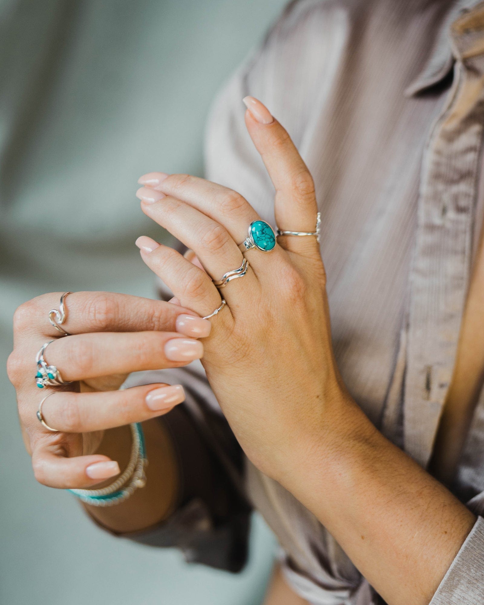Sterling Silver and Oval Gemstone Ring