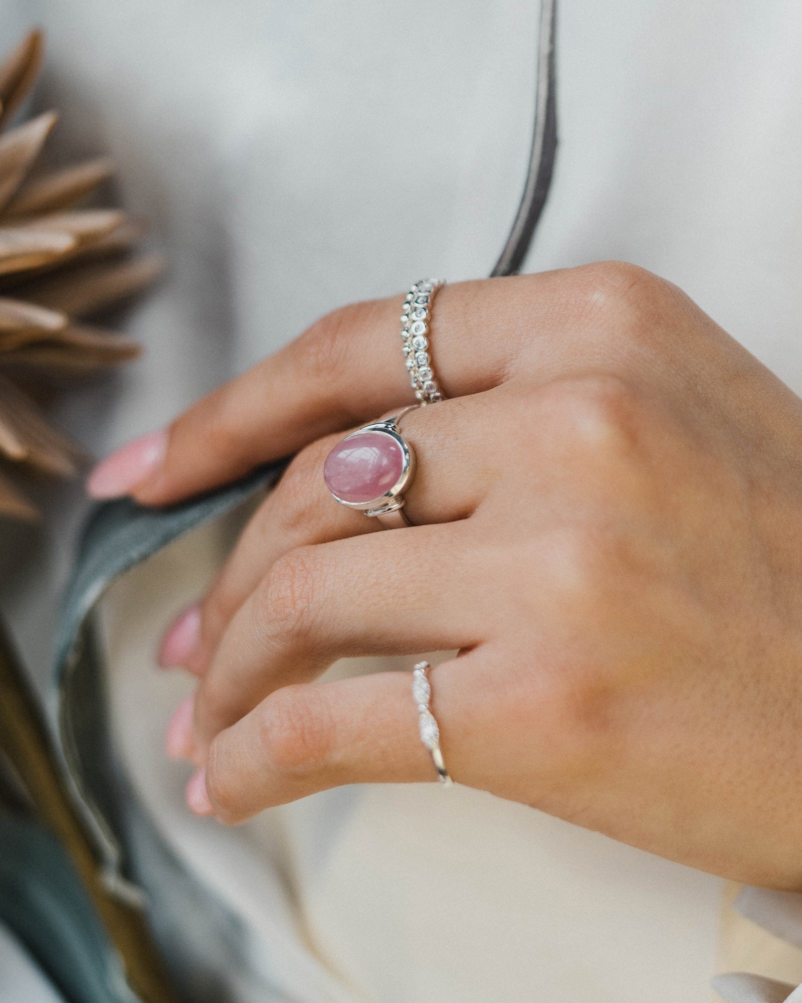 Sterling Silver and Oval Gemstone Ring