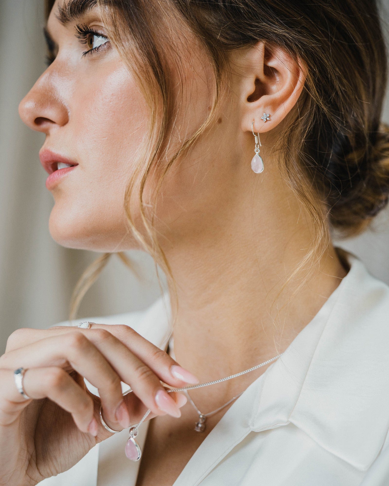 Sterling Silver and Gemstone Teardrop Earrings