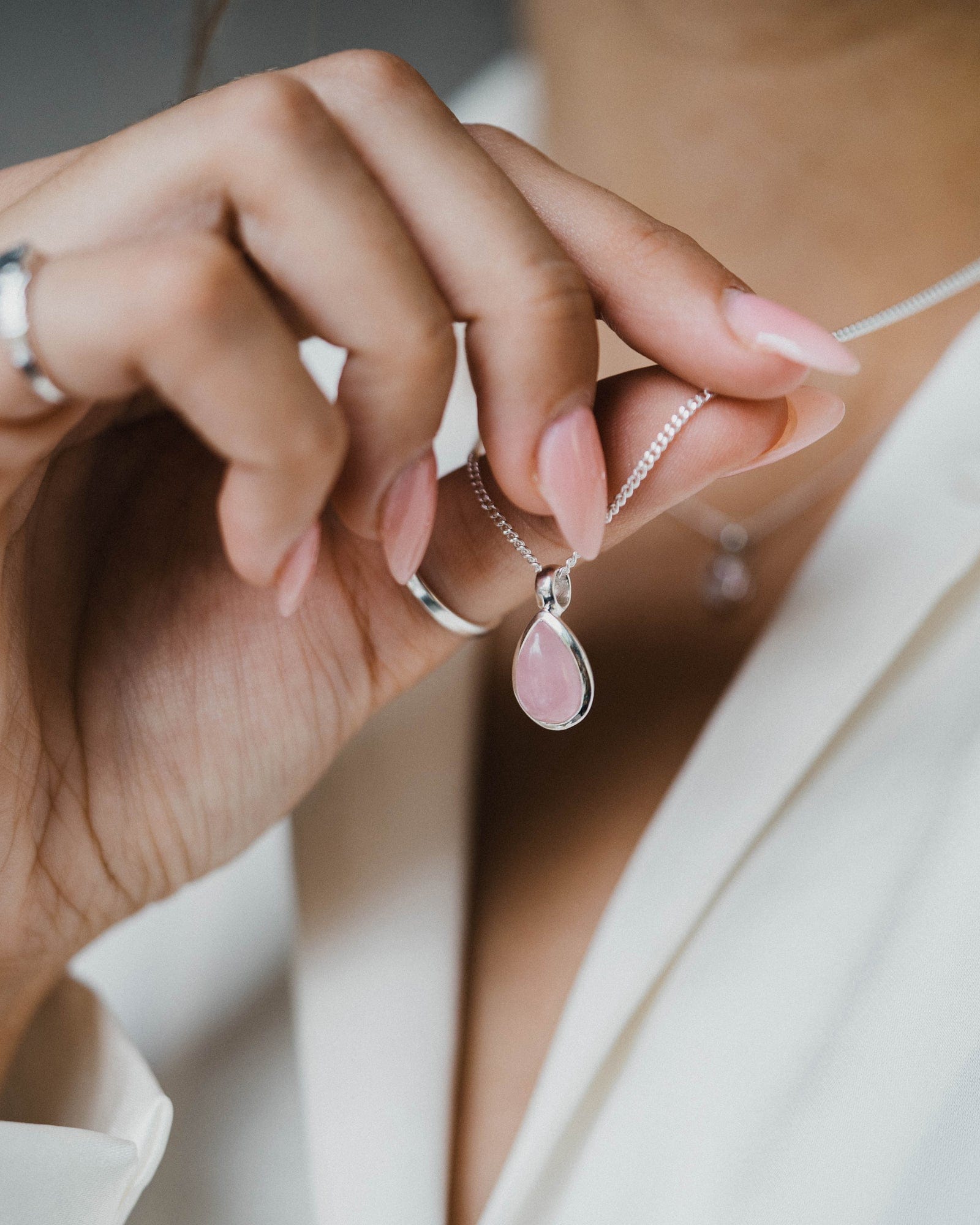 Sterling Silver and Gemstone Small Teardrop Pendant