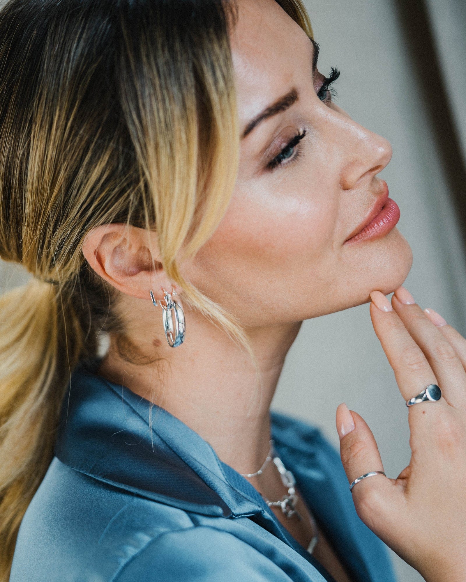 Sterling Silver Wide 30mm Flip-Top Hoops