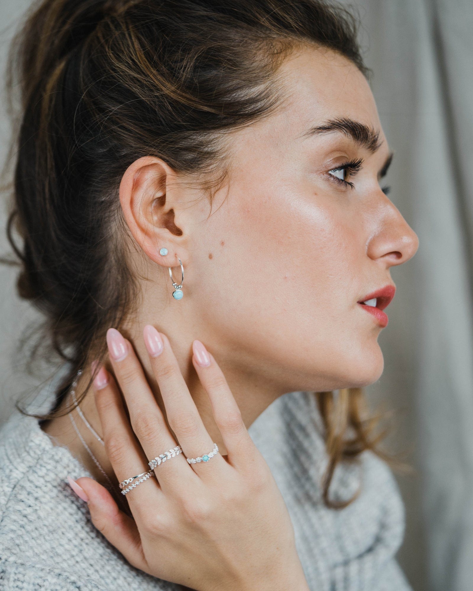 Sterling Silver and Cubic Zirconia Leaf Garland Ring