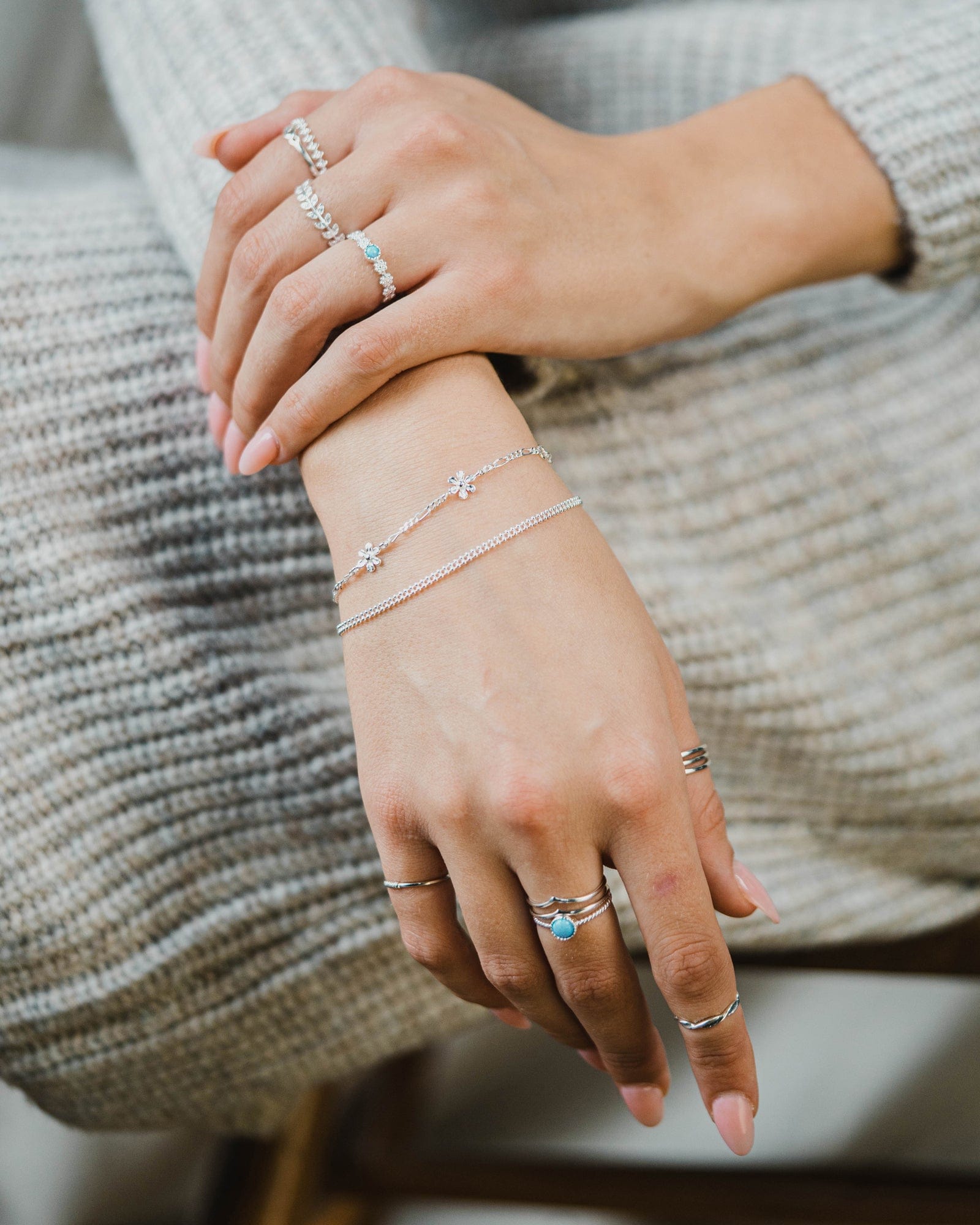 Sterling Silver Fine Double Ball Chain Bracelet