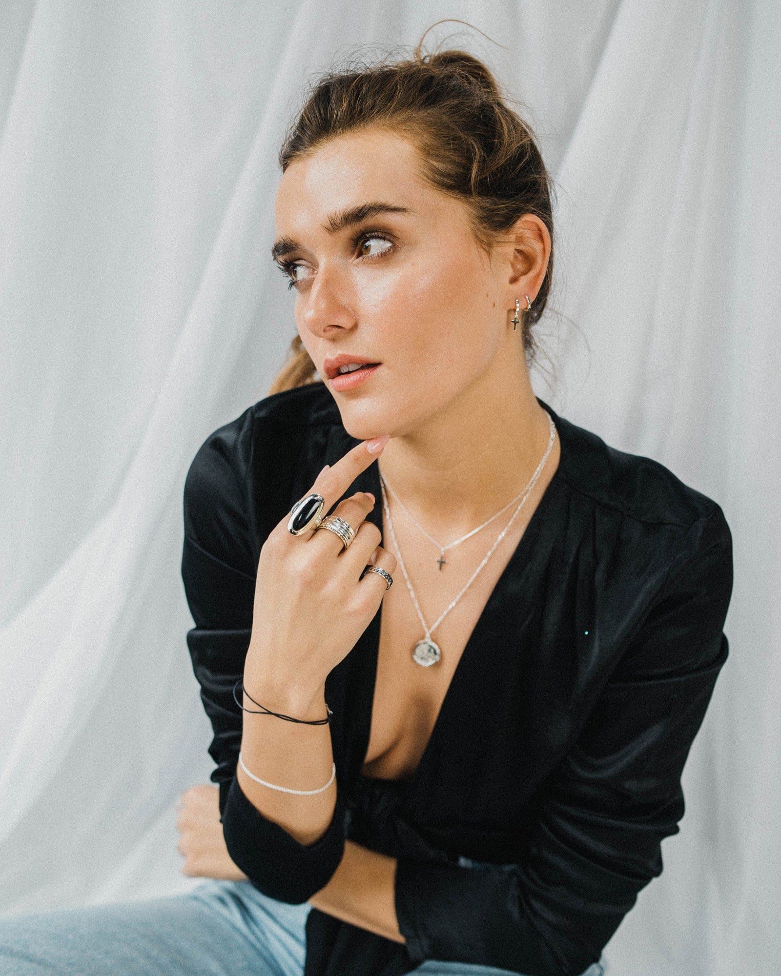 Oval Sterling Silver and Onyx Ring