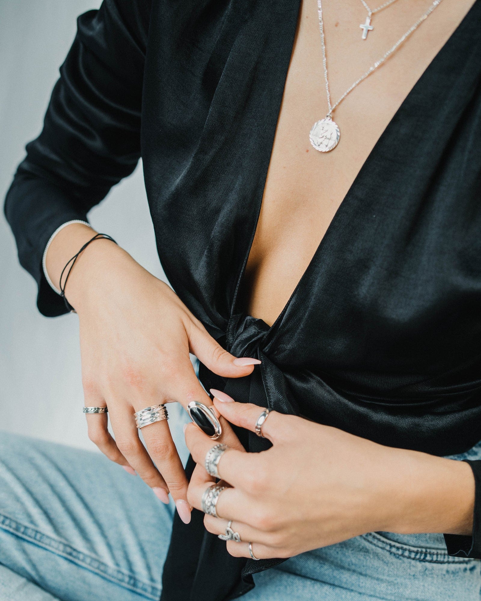 Oval Sterling Silver and Onyx Ring