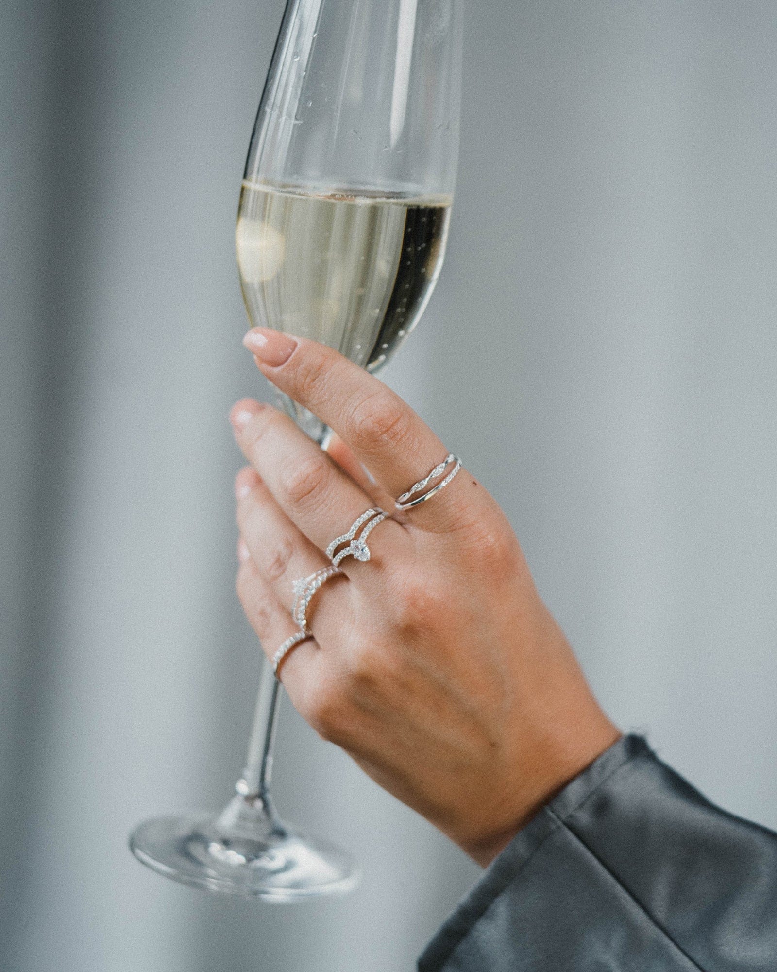 Sterling Silver and Cubic Zirconia Marquis Wishbone Ring