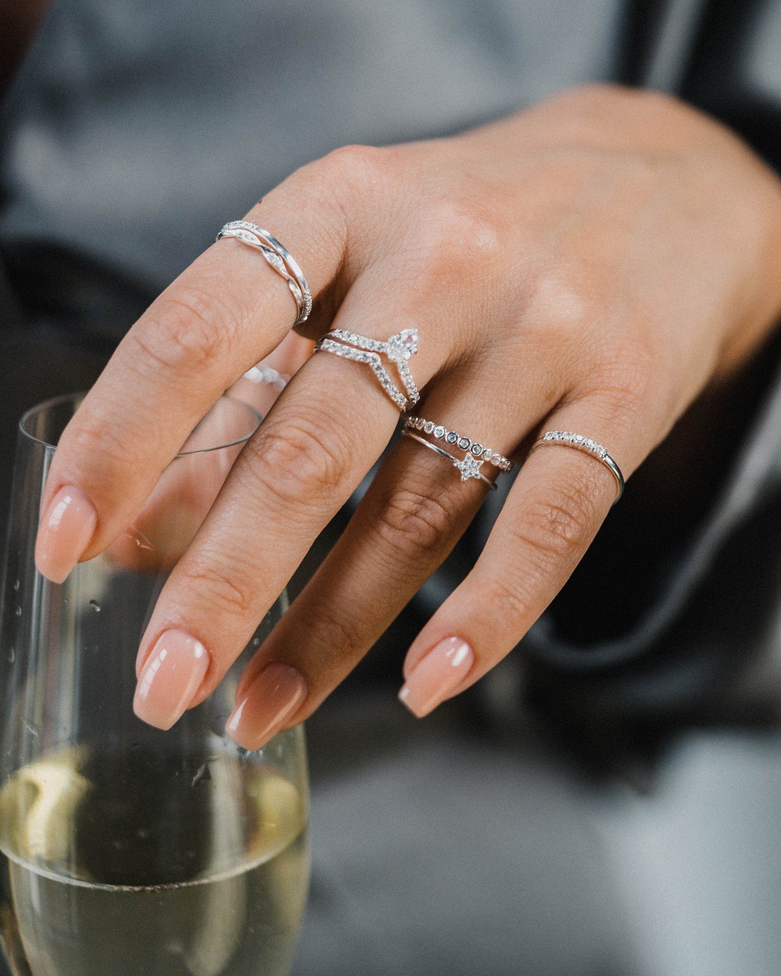 Sterling Silver and Cubic Zirconia Pobble Ring